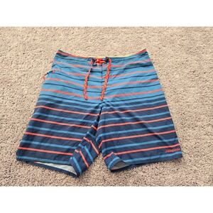 Patagonia Board Shorts Mens‎ 34 Blue Striped Swim Beach Coast Trunk Outdoors